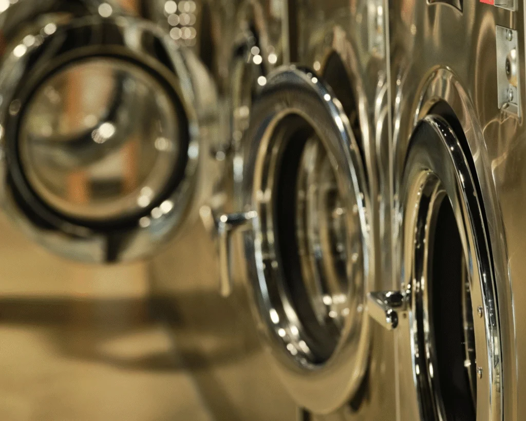 Modern commercial washing machines at 4th Street Laundromat in Frederick, MD